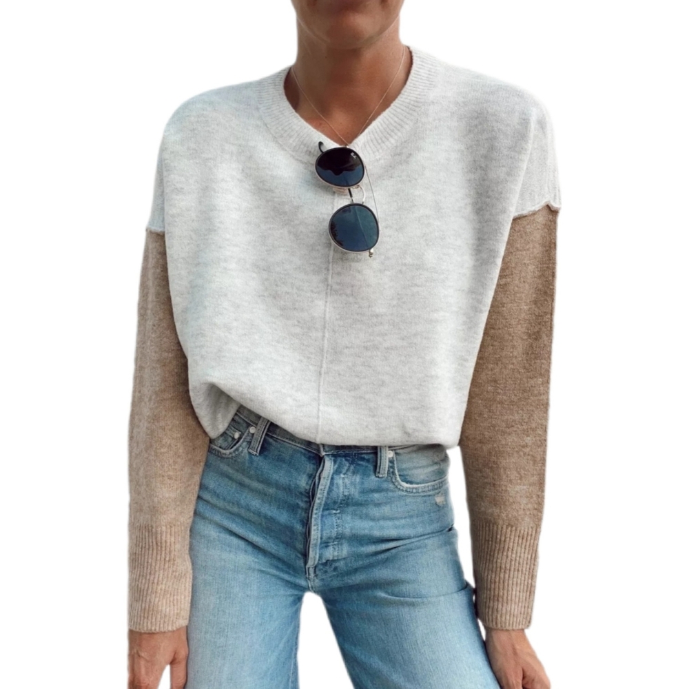 Vince Camuto Trendy Oversized Colorblock Drop Shoulder Cozy Versatile Sweater XL